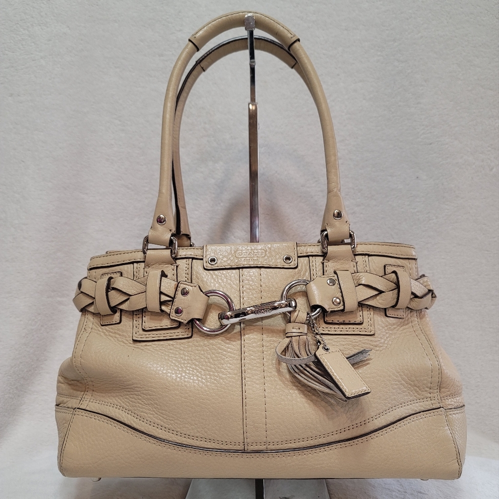 Coach F13077 Hampton Leather Carryall Satchel Braid Tassel Creme Bag (2008)